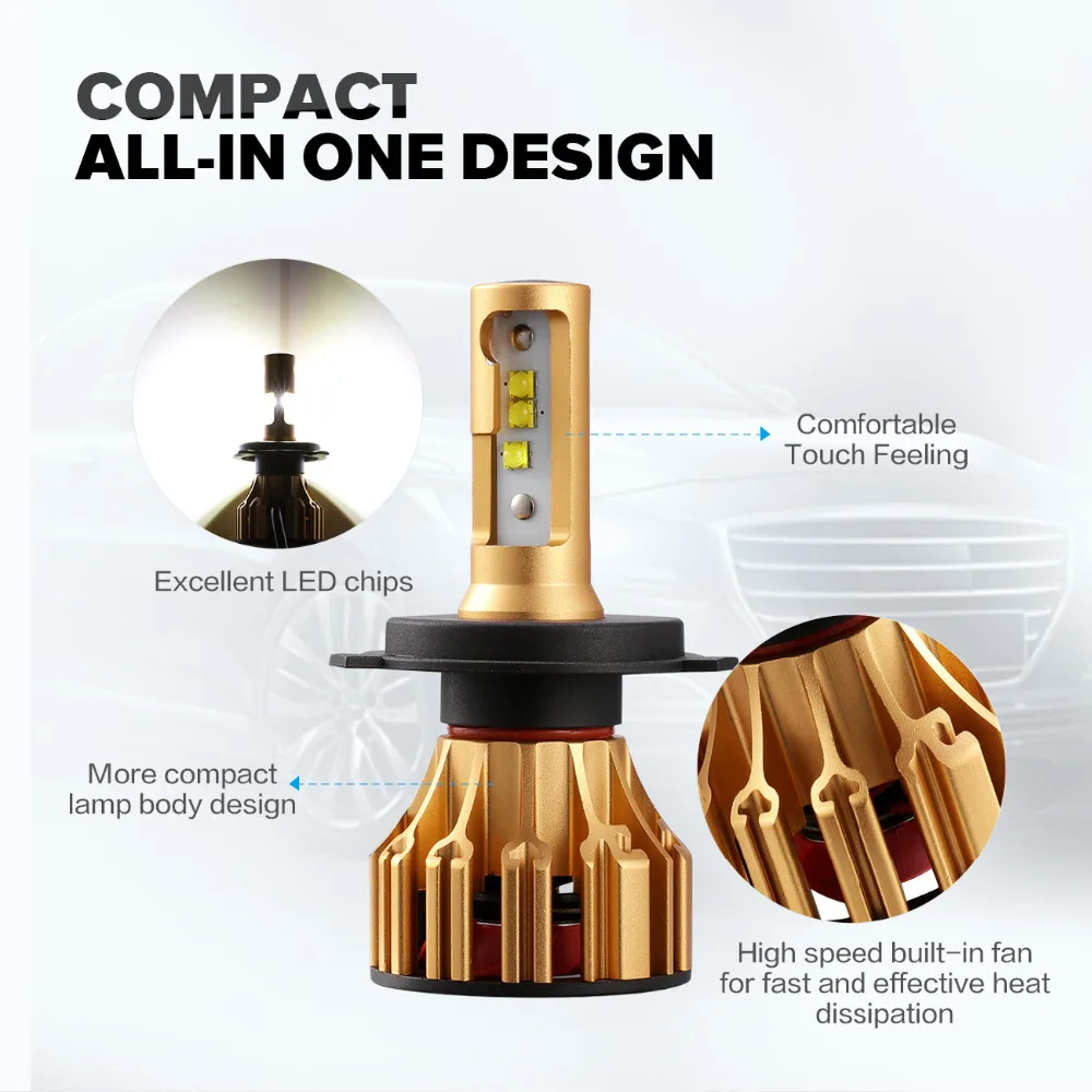 Partol H4 автомобиля светодиодные лампы фар Hi Lo луч 70 W 7000LM H7 H11 SMD чипов автомобильных