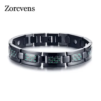 

ZORCVENS 2020 New Carbon Fiber Bio Energy Power Magnetic Bracelet for Men Bangle Stainless Steel Health Care Male Jewelry