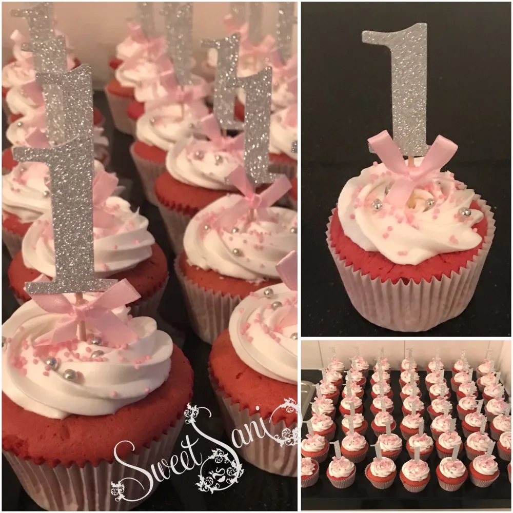 10 шт. блеск Бумага 1 Топпинг для кексов 1st Happy День рождения Украшение стола дети