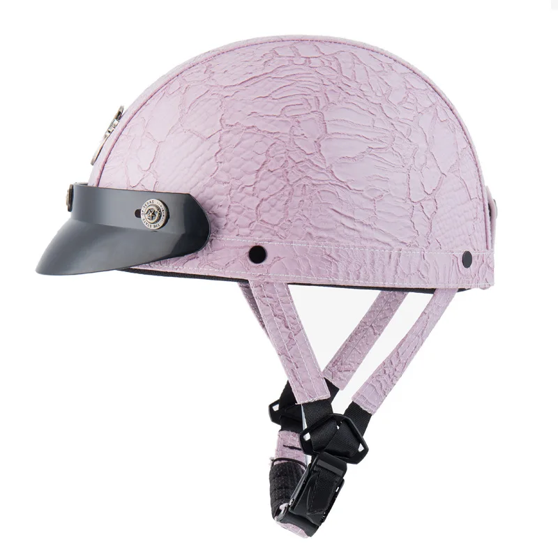 

Motorcycle Helmet Motorcycle Retro Half Cruise Helme Vintage Motorcycle Moto Leather Helmets for Men Women