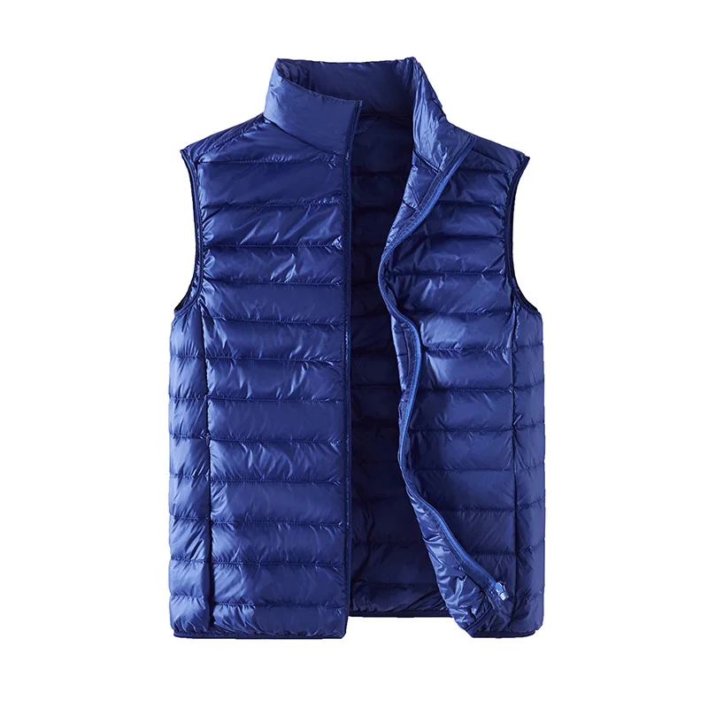 Зимняя Модная брендовая Ультралегкая мужская жилетка без рукавов с утиным пухом, уличная одежда, пуховое пальто, Теплая мужская одежда - Цвет: Royal Blue