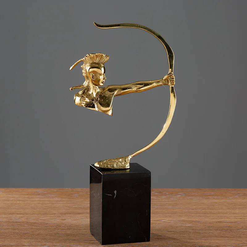 

Archery Character Sculpture Copper Figurine Modern Simple Home Abstract Black Marble Decors Handicrafts Gifts Statue Gift