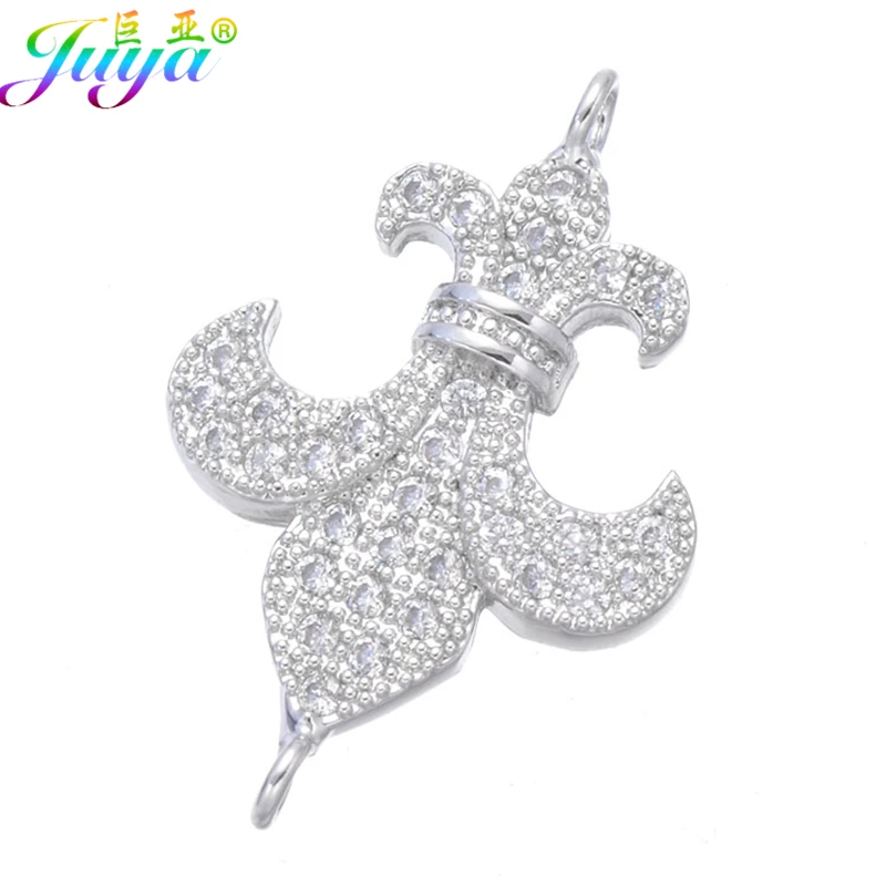 

Juya DIY Jewelry Findings Supplies Handmade Charm Fleur De Lis Connectors Accessories For Women Bracelet Necklace Earring Making