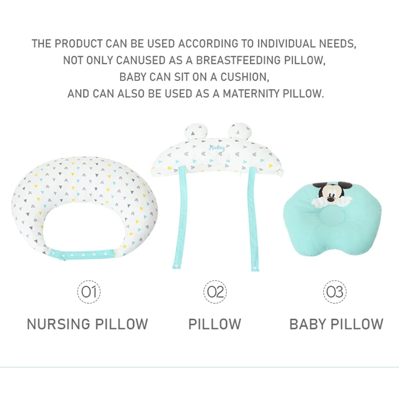 Disney Baby Pillow Newborn Head Protection Cushion Baby Bedding Infant Nursing Pillow Toddler Sleep Positioner Anti Roll 1-18 mo