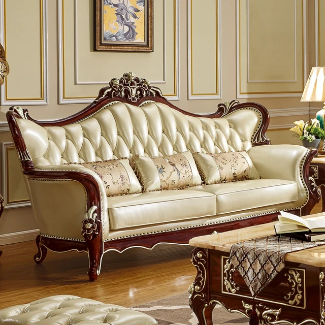 Special Price Luxury European style leather quality sofa set for big house 6825 living room