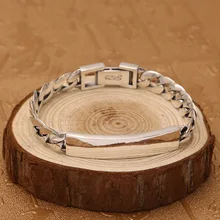 Подлинный 925 пробы серебряный глянцевый мужской женский браслет винтажный тайский серебряный простой браслет модные ювелирные изделия подарки на день рождения