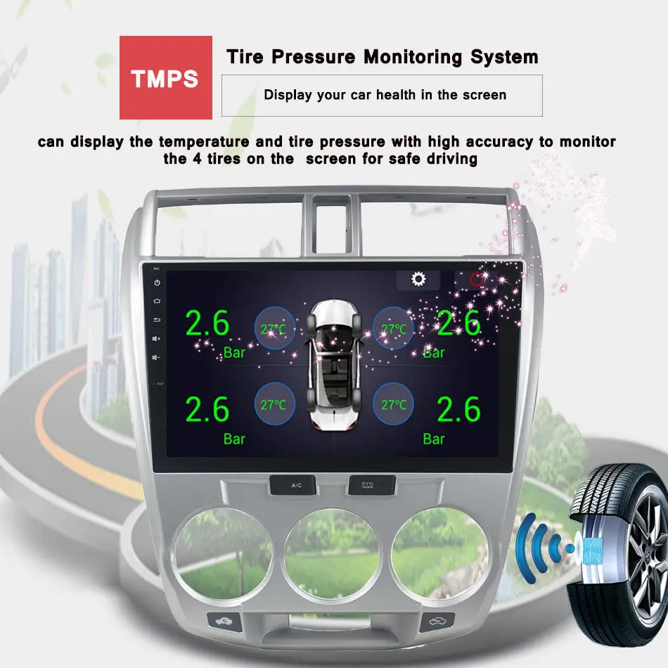 

Touch Screen 10.2 inch 4G RAM Android 9.0 Car DVD Player GPS Navigation System Media Stereo Audio Video for Honda City 2006-2013