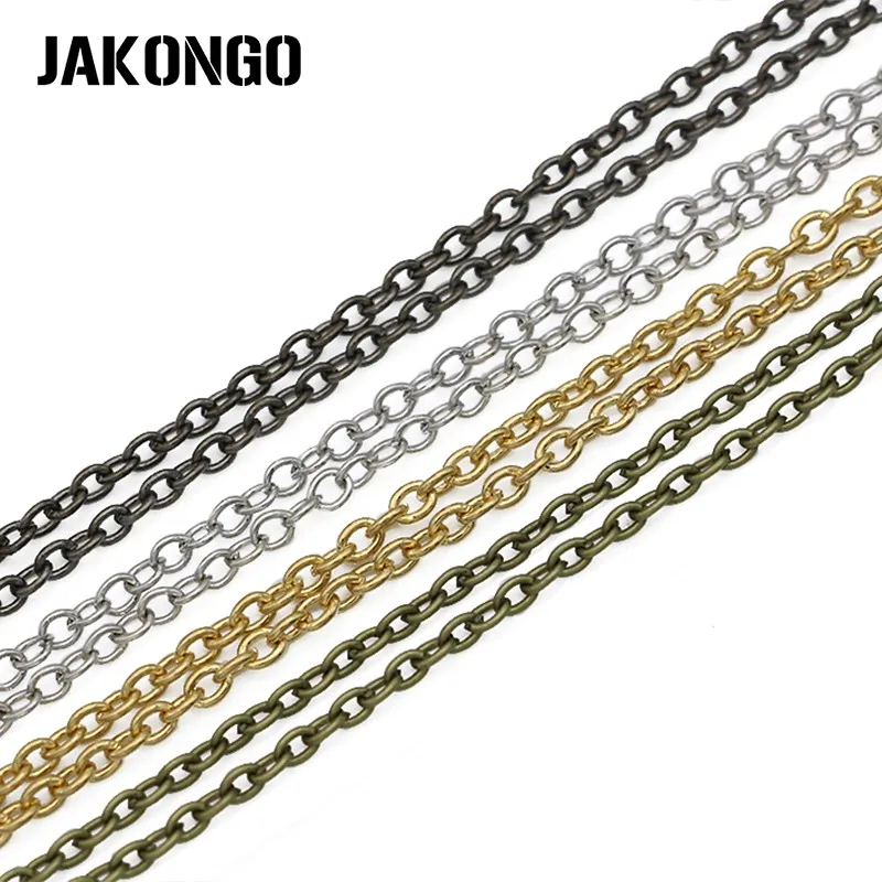 JAKONGO 6 шт./лот 3 мм * 2 звеньевые цепи золотые/черные/античные серебряные/Бронзовые