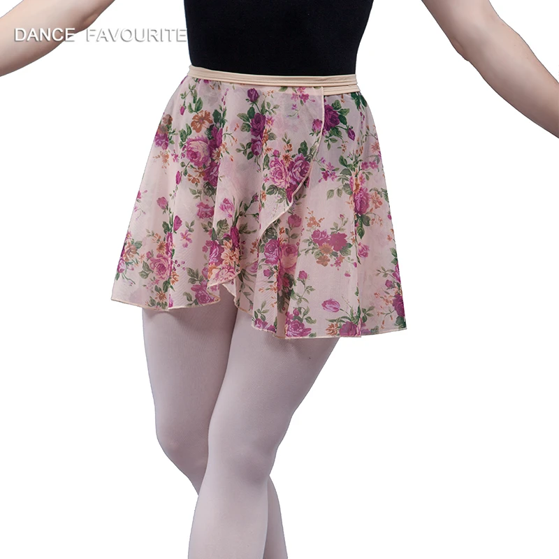 Adult Women Spandex Waist Flowral Ballet Wrap Skirt Teacher Dance