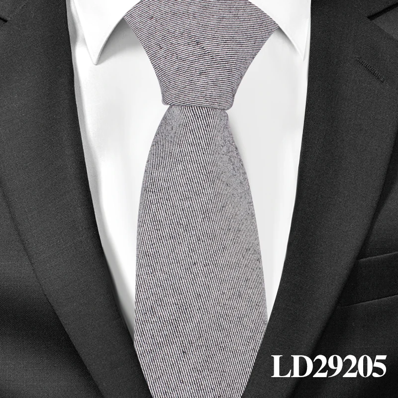 Хлопковые галстуки для мужчин, повседневные Костюмы, обтягивающие Галстуки Gravatas, однотонные черные мужские галстуки s, галстуки для бизнеса, ширина 6 см, свадебные мужские галстуки - Цвет: LD29205