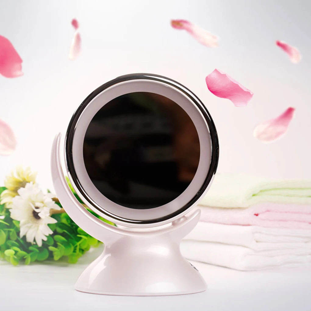 

NEW 5 Magnification LED Beauty Double Face Rotation Fill Light Make Up Vanity Cosmetic Desk Table Pocket Mirror