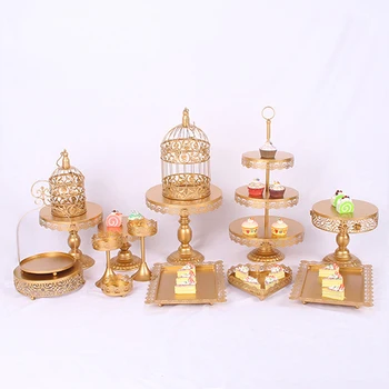 

Gold Wedding Dessert Tray Cake Stand Cupcake Pan cake display table decoration Party Supply 14-6PCS / Set wedding decoration