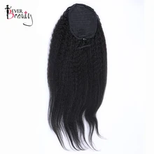 Kinky Straight font b Human b font font b Hair b font Ponytails Natual Black Color