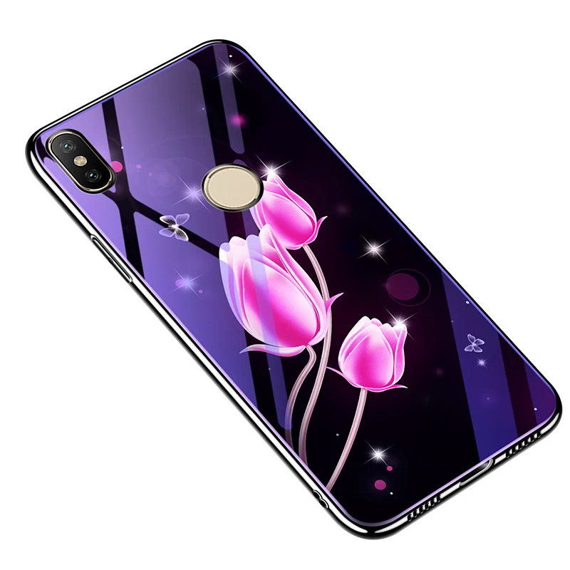 Для Xiaomi Redmi 6 Pro Чехол 5 84 ''цветок закаленное стекло чехол для полный защитный |