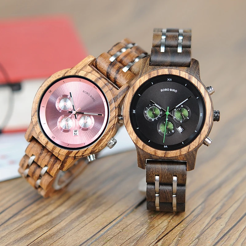 BOBO ptak kobiety luksusowe zegarki Chronograph zegarek Quartz z datą luksusowe wszechstronny panie drewniane zegarki zaakceptować Logo Drop Shipping