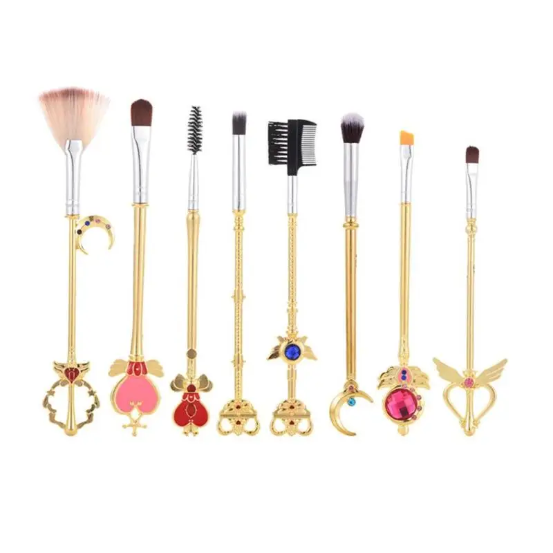 

2 style Sailor Moon Cosmetic Brush Rhinestones Makeup Brushes Set Tools Face Eye Beauty Brush Anime Magic Wand