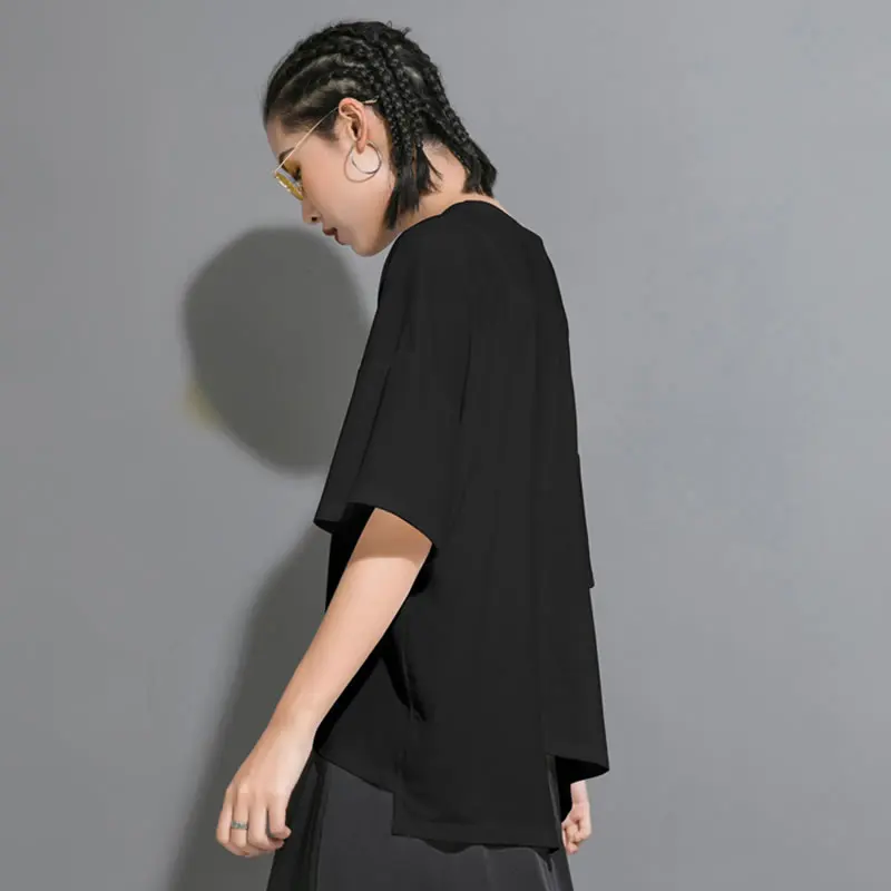 XITAO Irregular Wild Joker T Shirt Women Clothes Pullover O Neck Wild Joker Batwing Sleeve Elegant Korea Fashion ZLL4010