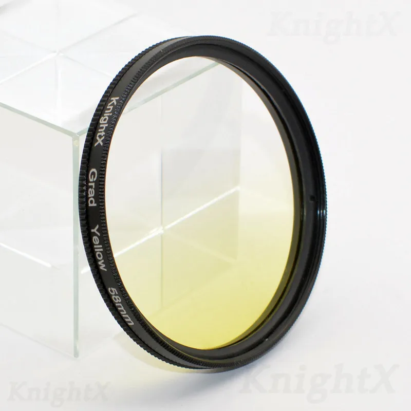 KnightX 24 цветной фильтр UV ND Star для nikon canon 49 мм 52 мм 55 мм 58 мм 62 мм 67 мм 72 мм 77 мм canon go pro d5300 600d d3200 d5100 - Цвет: Grad Yellow