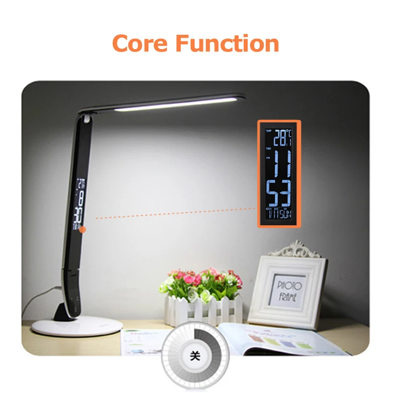 YAGE 5919 LED Table Lamp Book Light for Reading office led desk light Touch On/Off Thermometer and Calendar function | Освещение