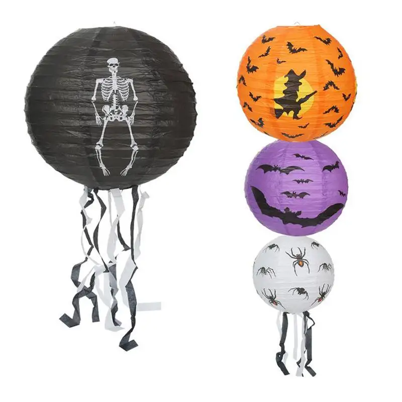

8pcs Paper Lantern With Tassel Outdoor Hanging Halloween Decorative Festival Lanterns Gift For Party Masquerade Home Garden A3