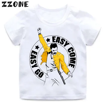 

Boys and Girls FREDDIE MERCURY Rock Band Queen Print T shirt Kids Funny Clothes Enfant Summer White Tee shirt,ooo2424