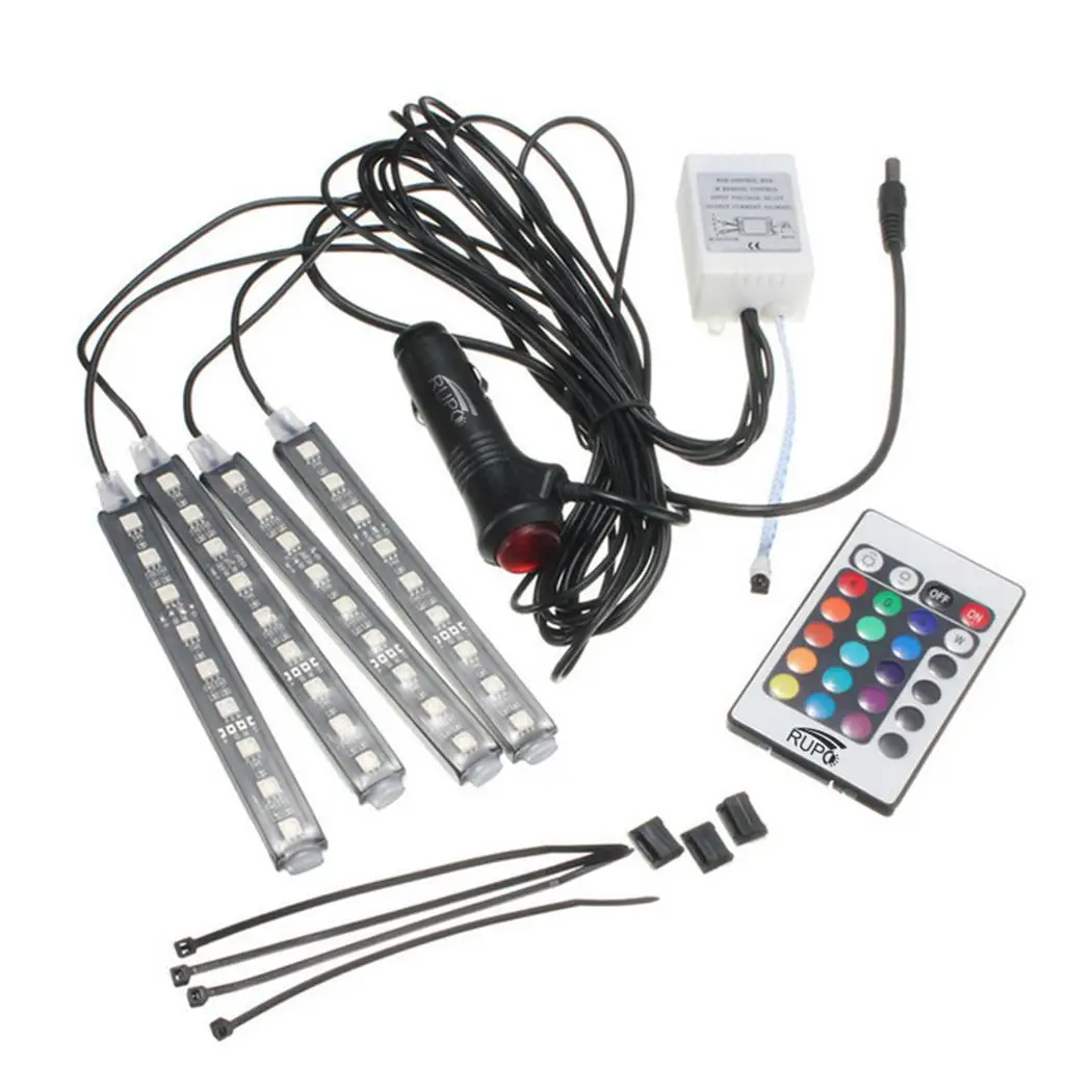 LED Interior Car Lamp Kit Remote Under Dash 5050 Foot Seat Inside Lighting RF Controller Decor 1 x CR2025