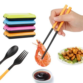 

Fork Spoon Chopsticks Bento Lunch Accessories 3 pieces/set Tableware Folding Travel Dinnerware Set Cutlery Set
