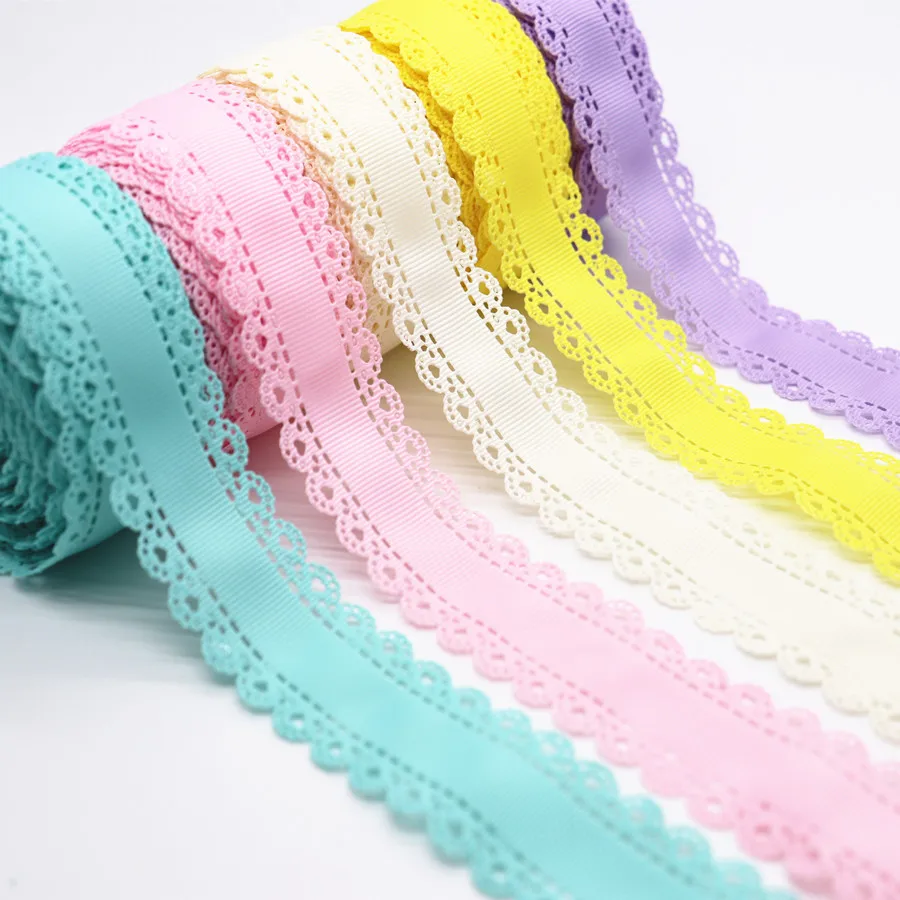 

10 Yards Hollow Lace Grosgrain Ribbon Peach Heart Ribbon 30MM For Hair Bows DIY Crafts Handmade Accessories M19042702