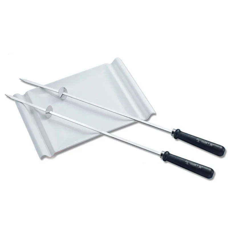 Hot 10 PC 20.5''/52cm Barbecue Stainless Steel Skewer Shish Kabob Sticks Flat Metal BBQ Stick Slide Disc Easily Removes Food