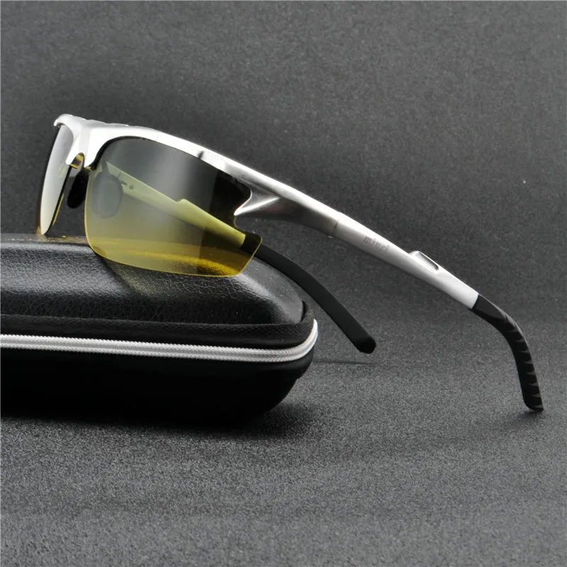 День Ночное Видение Двойной Применение Для мужчин s алюминиевые солнцезащитные очки HD поляризованные UV400 мужские солнцезащитные очки для мужчин с футляром FML