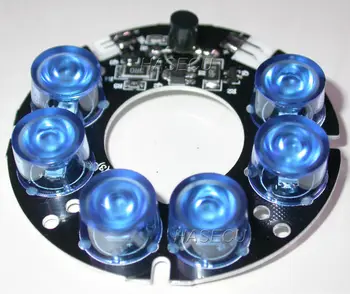 Infrared 6x SMT flat type IR LED board module for CCTV camera night vision (diameter 53mm / 22mm) 80 degree emitting angle ONLY 1