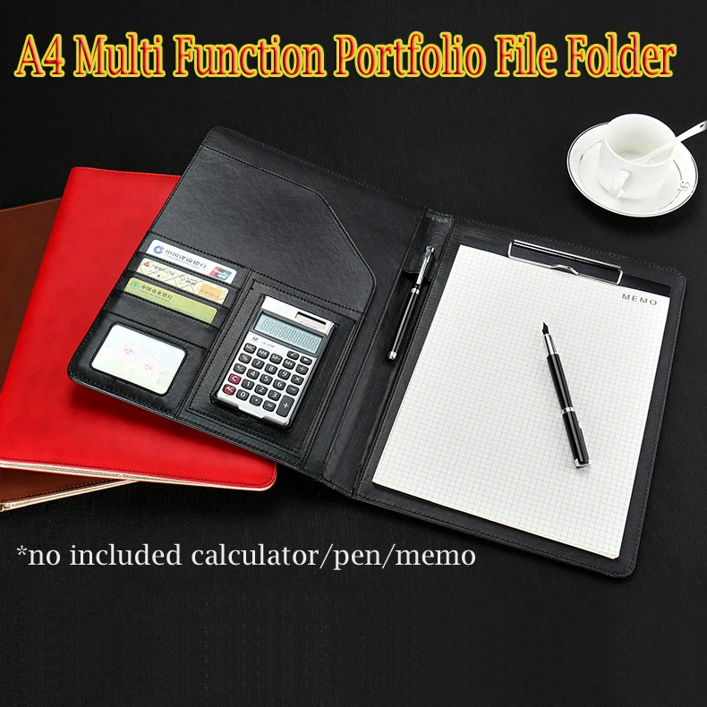 leather clip binder file folder pocket for A4 paper portfolio index