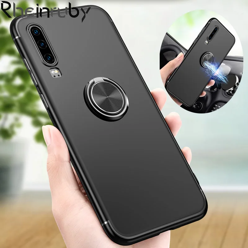 Rheinruby Luxury Car Bracket Magnetic Ring Holder Case For Huawei P30 Lite P20 Pro Mate 20 X Nova 4 3 Soft Cover |