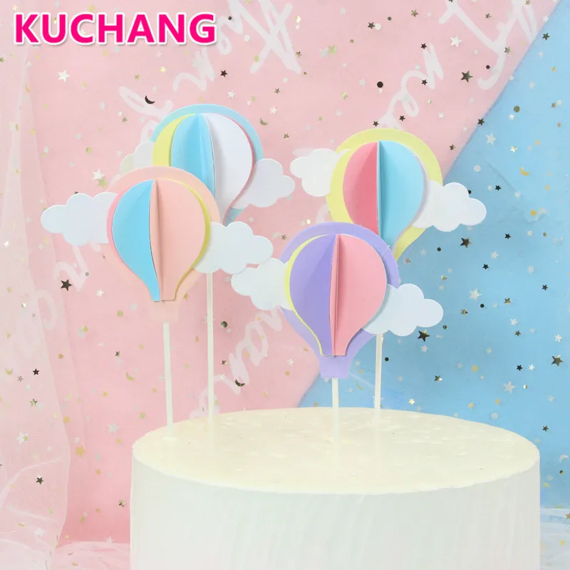 Розовый голубой Единорог торт Топпер облако горячий воздушный шар Фламинго флажки для торта День рождения свадьбы украшения детский Душ Поставки