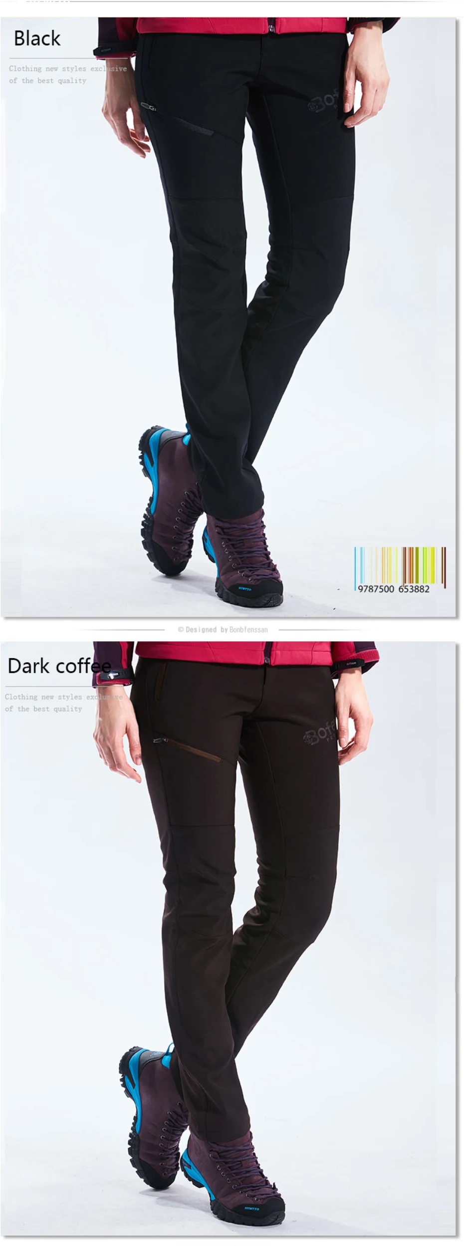 Quente ao ar Femininas à Prova Calças de Trekking Novo Inverno Livre Calças Dwaterproof Água Quente Velo Caminhadas Escalada Acampamento Esporte Softshell 1828b 18 Esporte e Lazer