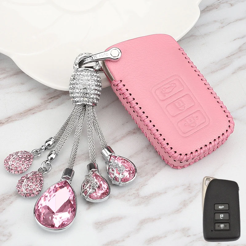 

Car Key Case Leather Cover Crystal Tears Smart Key Holder for Lexus RX200t IS CT GS NX200 ES250 ES300h ES200 NX200 2 3 Buttons