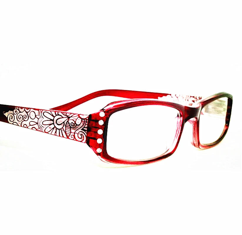 

2018 Vintage Rhinestone aspheric lens Women Reading Glasses Floral Print Lady Glasses Reader with Diamond gafas de lectura A1