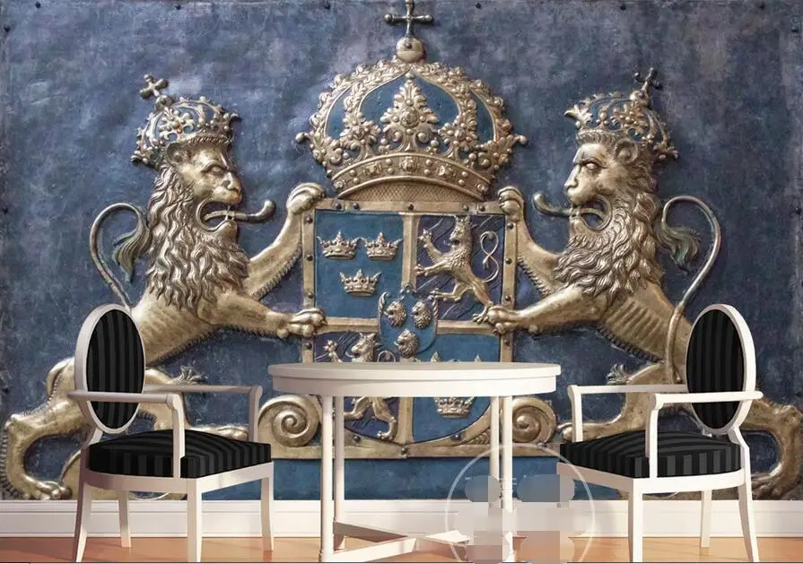 

3d room wallpaper custom mural non-woven wall sticker 3 d lion crown crown royal totem painting photo wallpaper for walls 3d