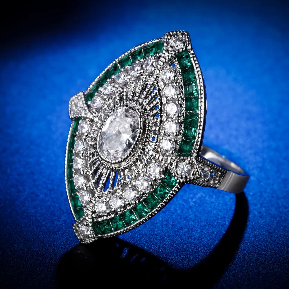 

Original Design Handmade cz unique style emerald marquise style Ring Cubic Zirconia Hot Ins sterling silver 925