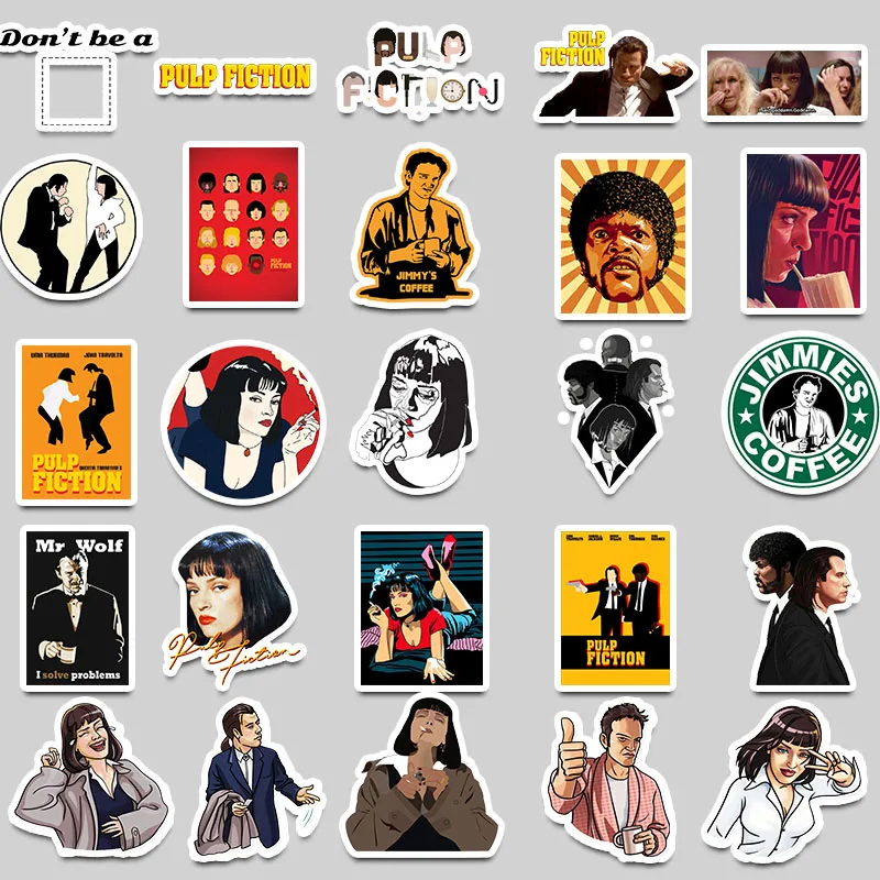 50PCS Classic Movie Pulp Fiction stickers Graffiti Stickers for Luggage Skateboard Phone Laptop Bicycle Wall Guitar Scrapbooking