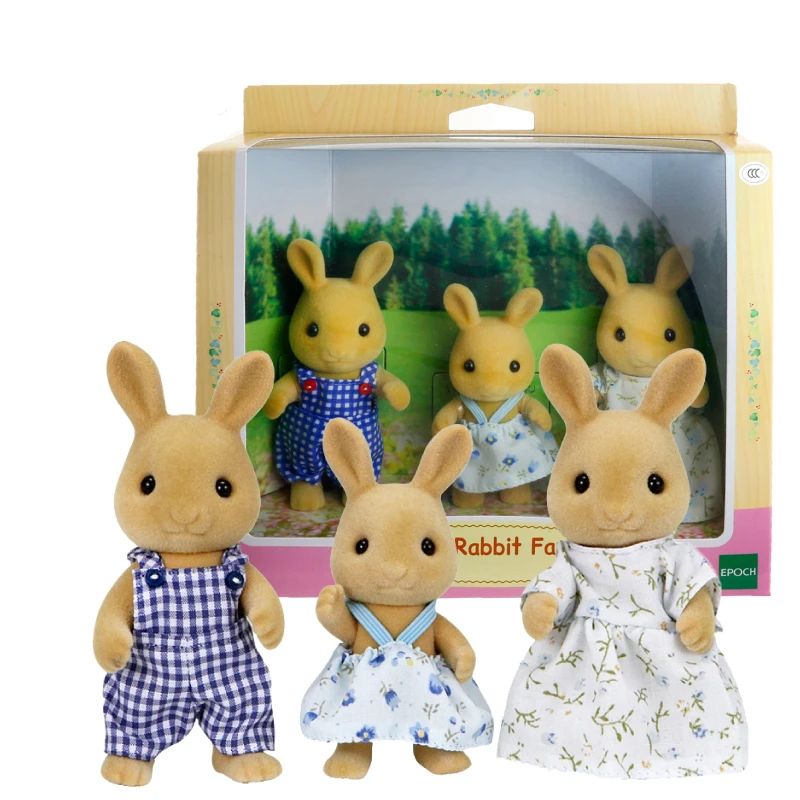 Sylvanian Family коричневый кролик семья 3 шт. набор кукольный домик игрушки фигурки