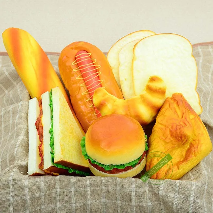 Реалистичные искусственные искусственный хлеб полиуретан на ощупь как настоящий тост гамбургер сэндвич пончики Хот дог круассаны хлебобулочные модели украшения - Цвет: Set G