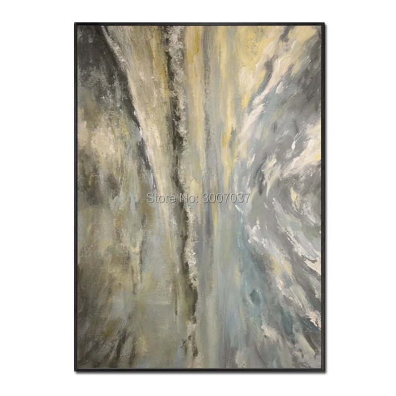 

High quality Handmade Abstract Yellow and Grey Oil Painting on Canvas Painting Decor Oil Painting Artwork for Home Decor