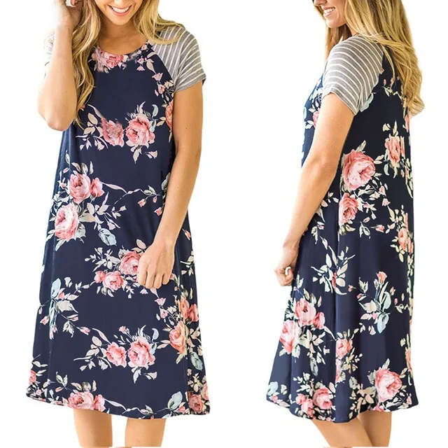 2018 Summer Women Fl Print A Line Dresses Fashion Design Strip 2018 Summer Women Fl Print A Line Dresses Fashion Design Strip Flowers Womens Dress