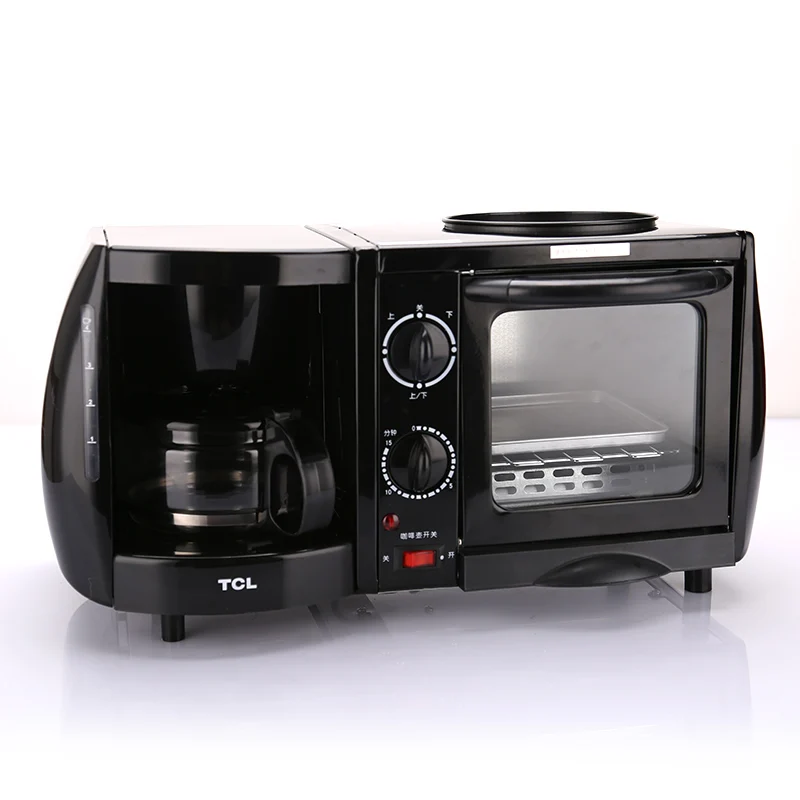 

3 In 1 Multi-functional Electric Breakfast Machine Non-stick Egg Sausage Fried Pan Bread Baking Coffee Maker with Timer