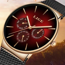 LIGE New Fashion Mens Watches Top Brand Luxury Quartz Watch Men Mesh Steel Waterproof Ultra-thin Wristwatch For Men Sport Clock LIGE New Fashion Mens Watches Top Brand Luxury Quartz Watch Men Mesh Steel Waterproof Ultra-thin Wristwatch For Men Sport Clock