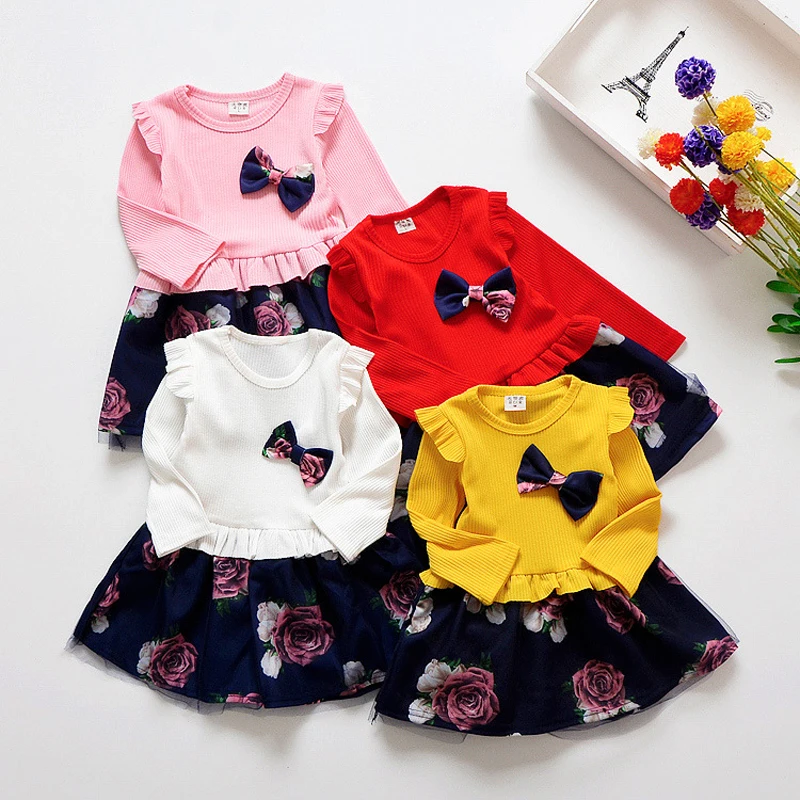 

Autumn Baby Girl Clothes Dress Spring Clothing Trucksuit Set Toddler Girl Floral Clothes Set Kid Apparel Set Fake Dress+Jacket