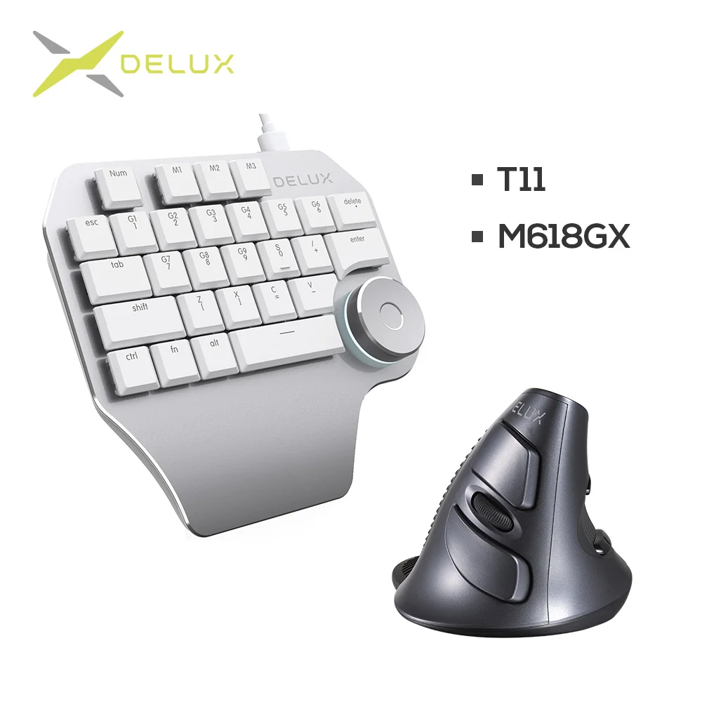 cheap DELUX T11 Designer Keyboard M618 2.4GHZ Wireless Optical Vertical Mouse DPI 2400 USB Mice Keyboards Combos for computer laptop