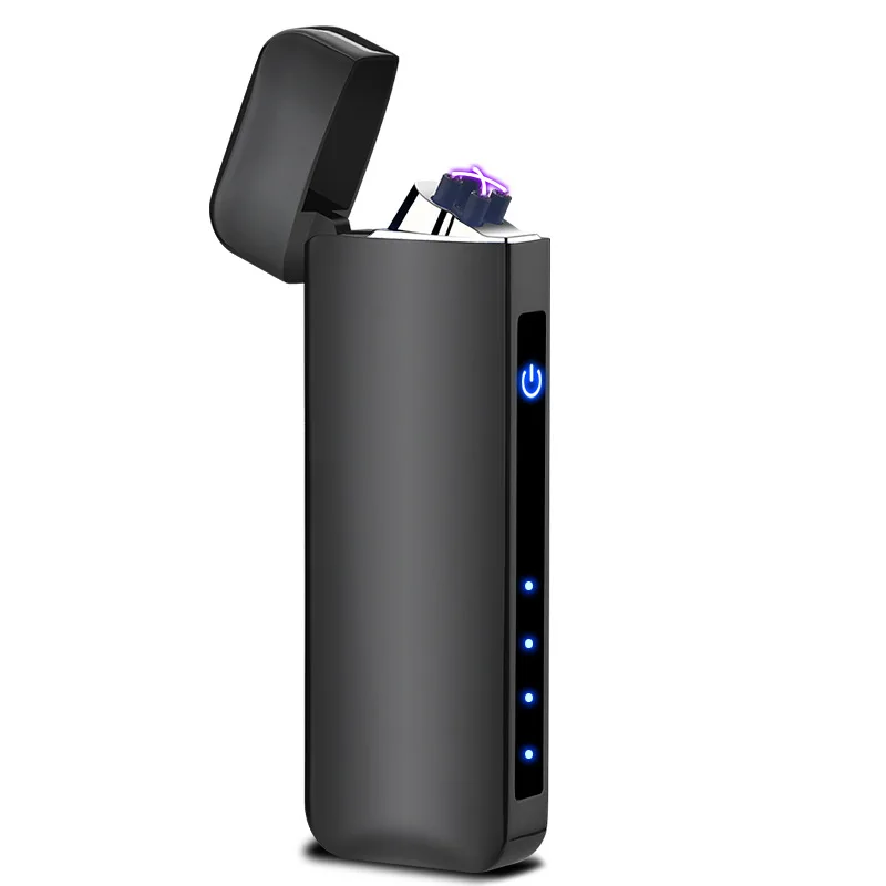Сигарная трубка, Электронная зажигалка с отпечатком пальца, USB перезаряжаемая зажигалка, плазменная дуга, турбо металлическая зажигалка для мужчин, новинка, подарок - Цвет: Ice Black