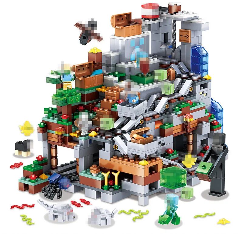 

My World Building Blocks Compatible LegoINGLYS Minecrafted Mini Aminal Mountain Cave Figures Module Bricks Toys For Children